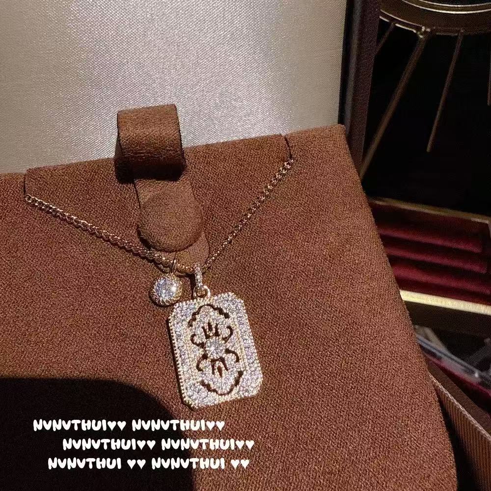 Elegant Gold-Plated Zircon Amulet Pendant Necklace