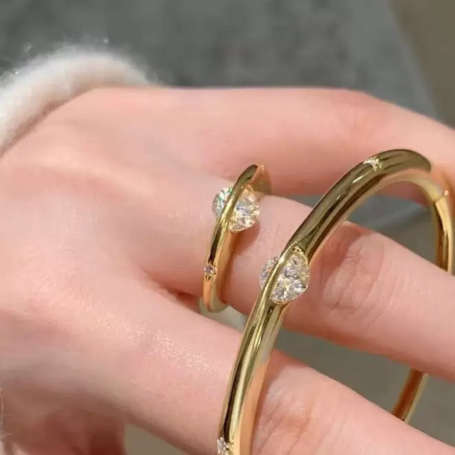 S925 Sterling Silver “Cosmic Star” Collection – High-Carbon Diamond Ring and Fine Crafted Luxury Bangle with Unique Designer Aesthetic