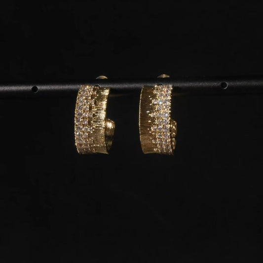 2025 New Brushed Metal C-Shaped Zircon Earrings – Sleek, Minimalist, and Sophisticated Design