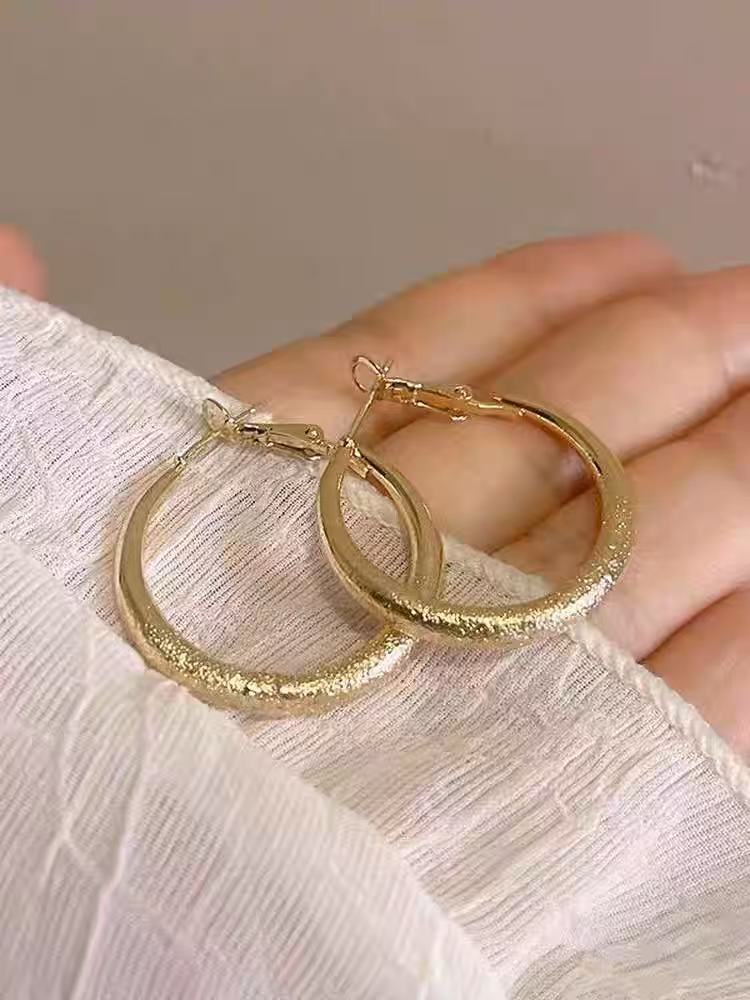 Elegant Brushed Silver Hoop Stud Earrings – Sleek, Minimalist, and Statement Jewelry for Women