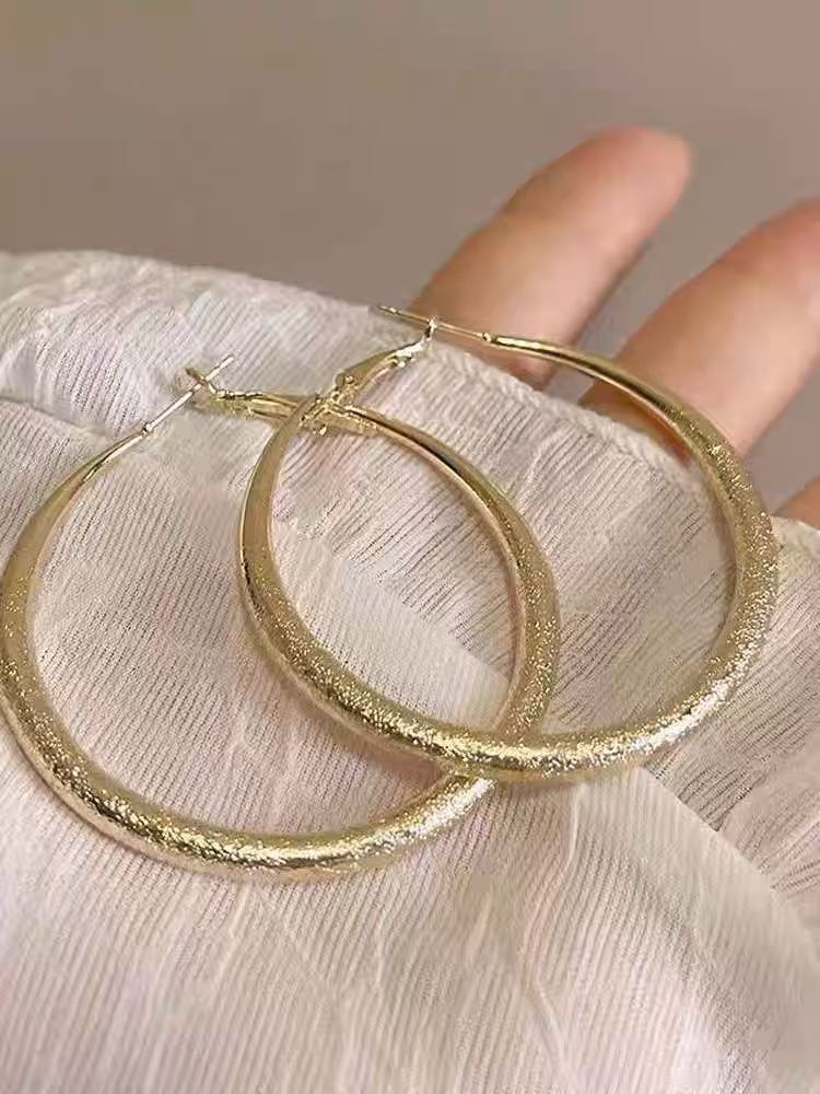 Elegant Brushed Silver Hoop Stud Earrings – Sleek, Minimalist, and Statement Jewelry for Women