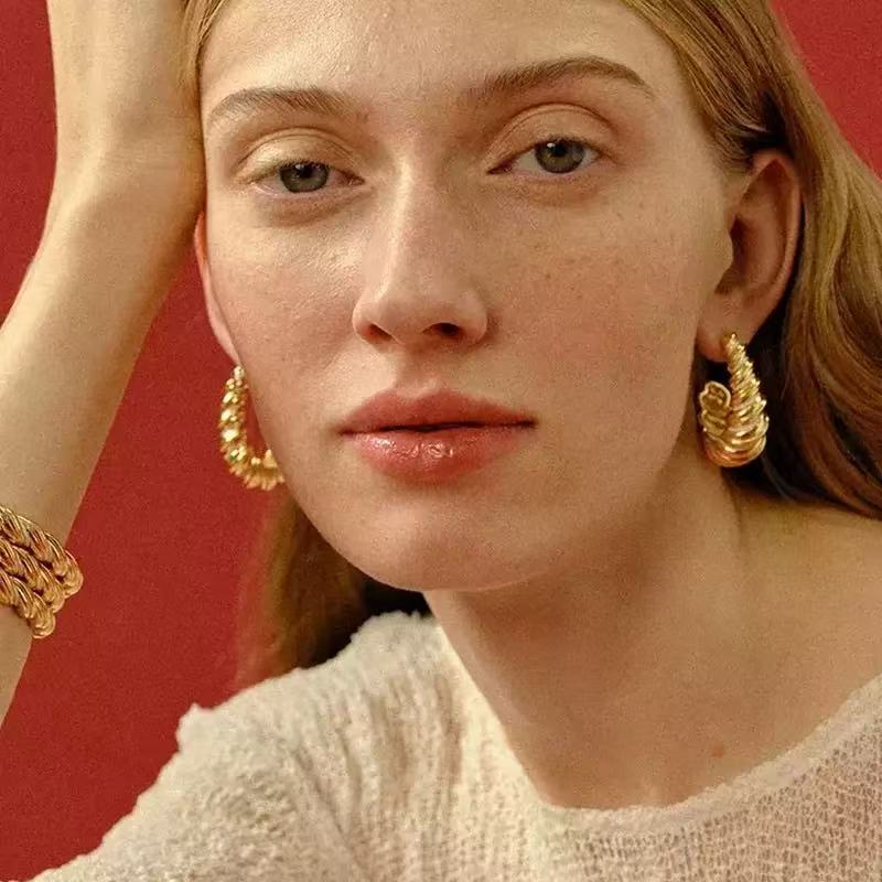 Elegant Horn Spiral C Earrings – INS Designer Style, Sophisticated Minimalist Light Luxury Jewelry for Women