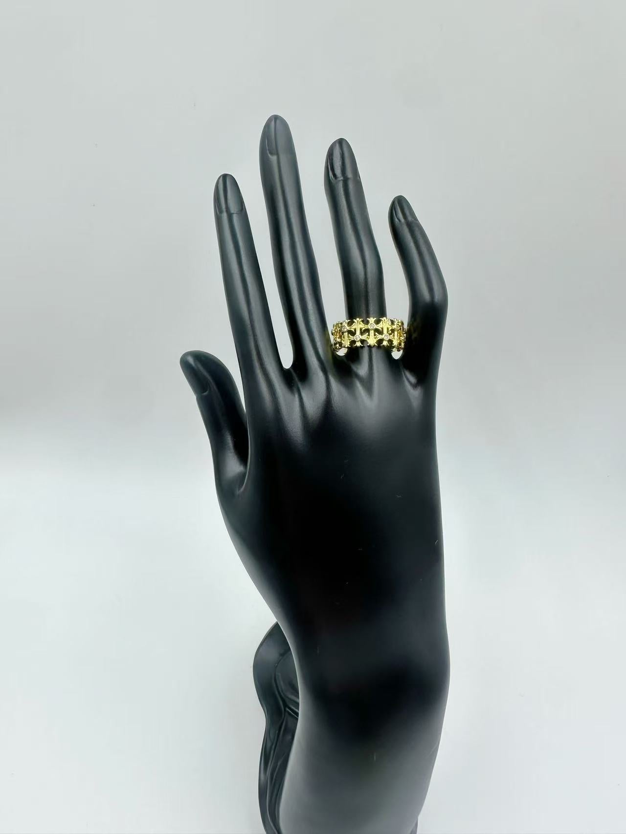 Cross Open Ring with Sparkling Rhinestones – Stylish Unisex Adjustable Ring, INS Trendy Cool Design for Women