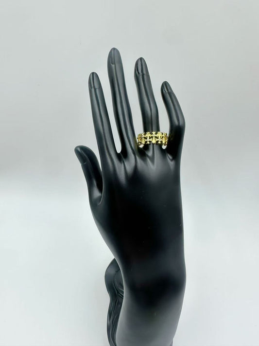 Cross Open Ring with Sparkling Rhinestones – Stylish Unisex Adjustable Ring, INS Trendy Cool Design for Women