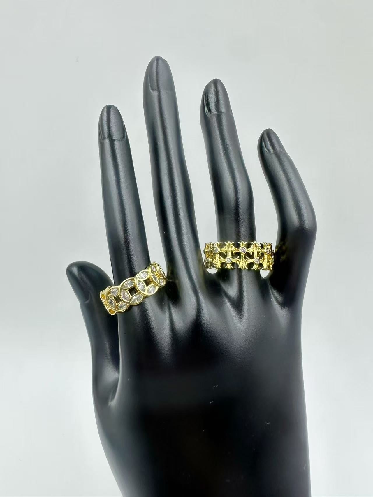 Cross Open Ring with Sparkling Rhinestones – Stylish Unisex Adjustable Ring, INS Trendy Cool Design for Women