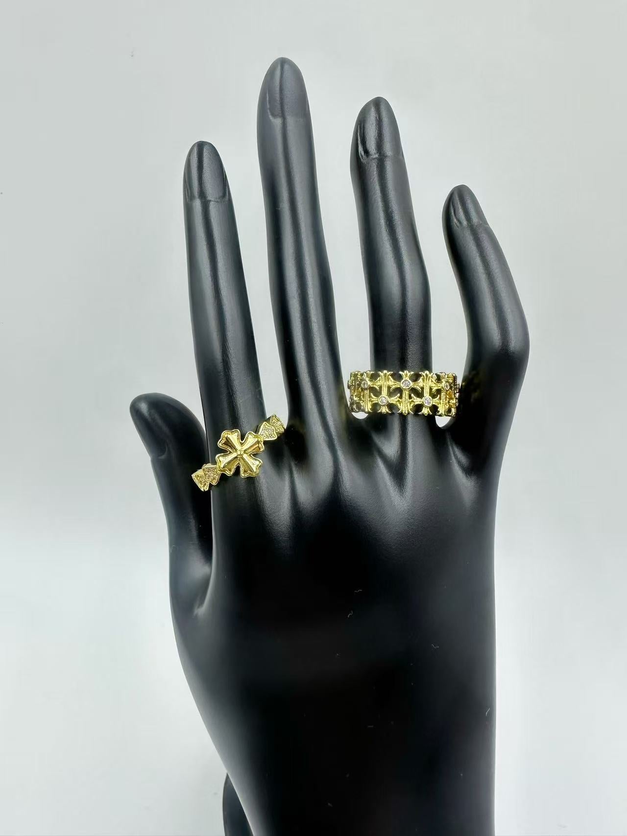 Cross Open Ring with Sparkling Rhinestones – Stylish Unisex Adjustable Ring, INS Trendy Cool Design for Women