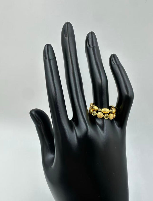 Elegant New Chinese Style Gold-Plated Copper Ring – Vintage Brushed Seed Beads, Sophisticated Minimalist Designer Jewelry for Women