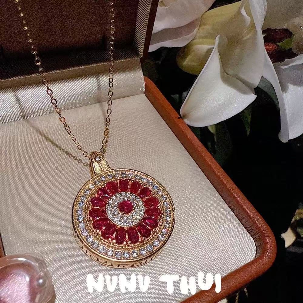 Elegant Rose Zircon Sunflower Pendant Necklace