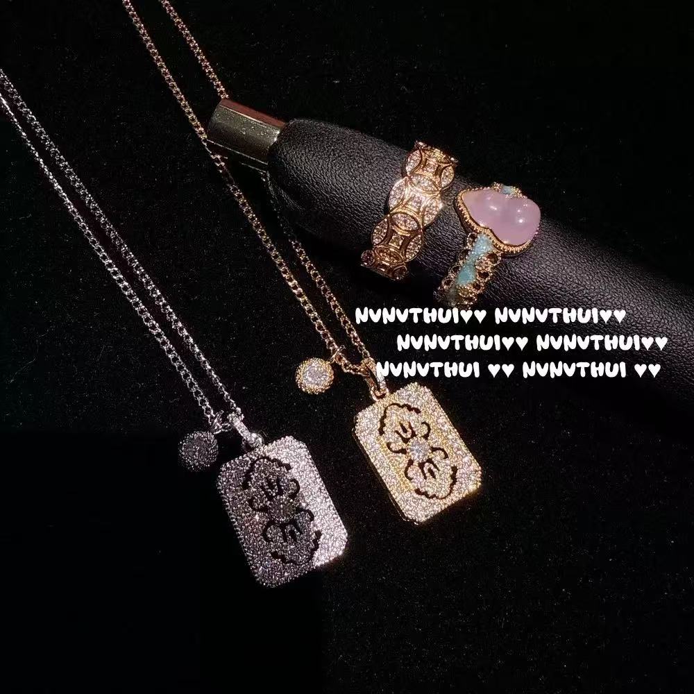 Elegant Gold-Plated Zircon Amulet Pendant Necklace