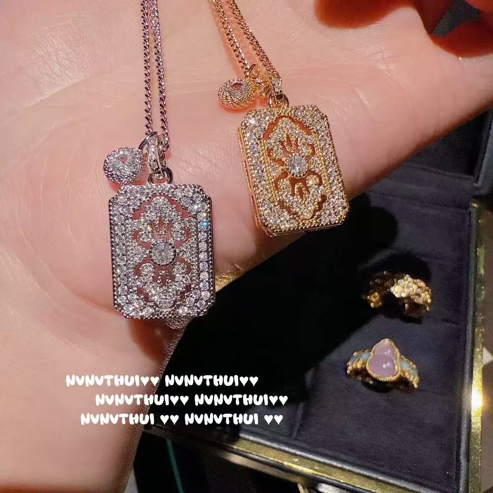 Elegant Gold-Plated Zircon Amulet Pendant Necklace