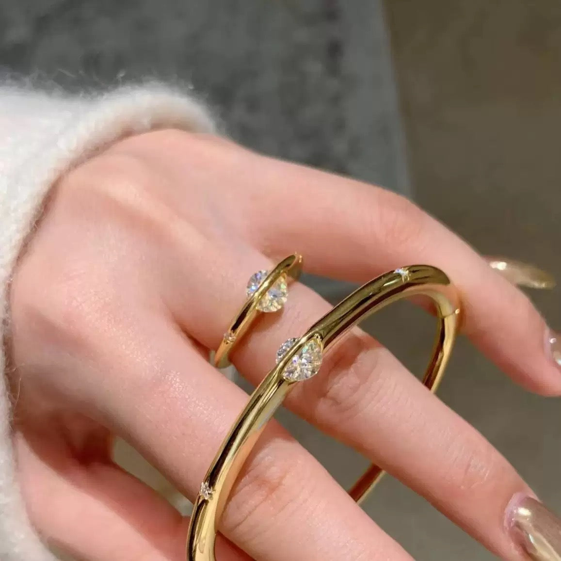 S925 Sterling Silver “Cosmic Star” Collection – High-Carbon Diamond Ring and Fine Crafted Luxury Bangle with Unique Designer Aesthetic