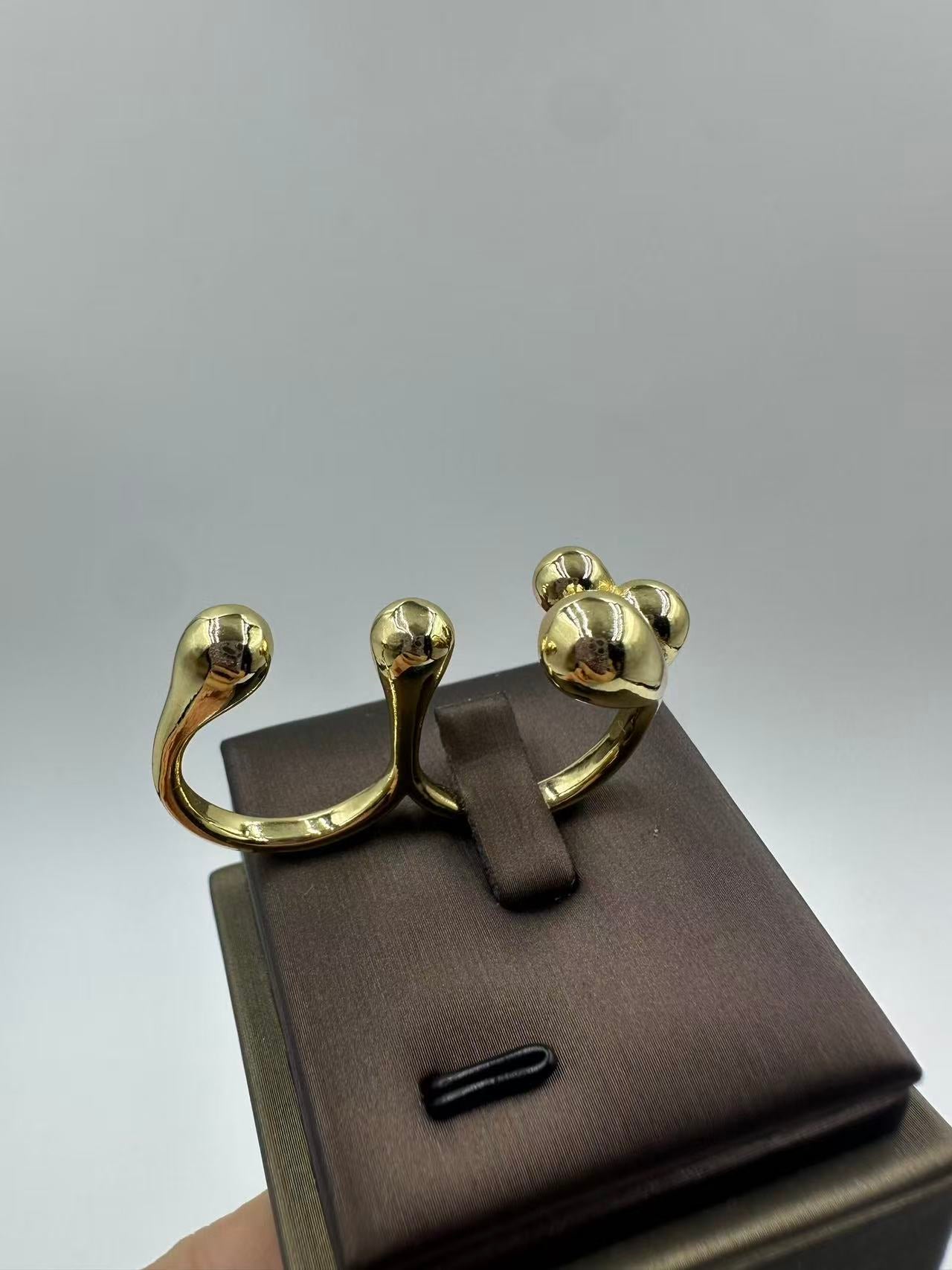 Chic Irregular Double Band Waterdrop Two-Finger Open Ring for Women – Elegant, Modern & Statement Design