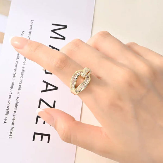 2025 Light Luxury Open Horseshoe Ring with Delicate Micro Zircon – Chic, Minimalist Waterdrop Design for Trendsetters
