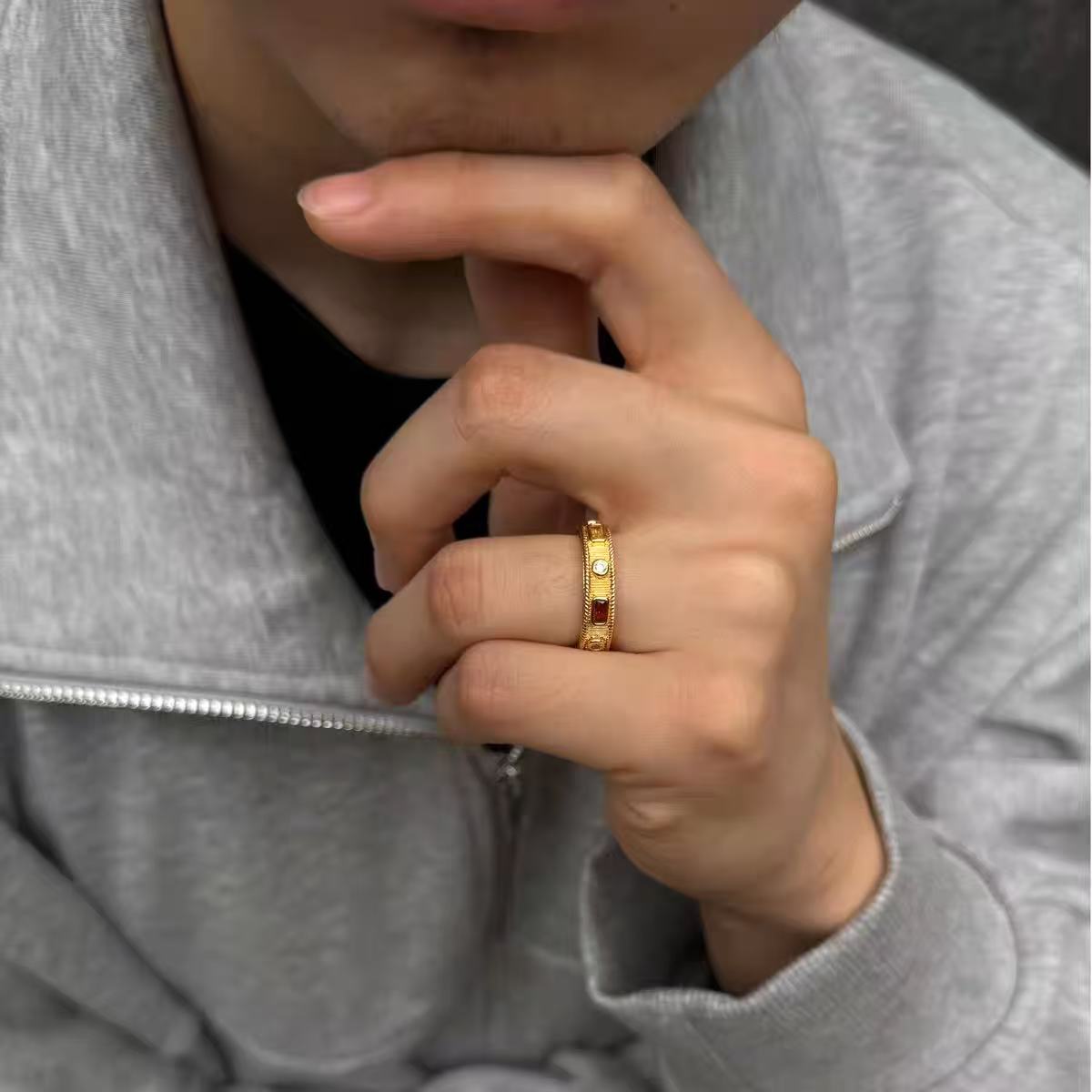 Elegant Colorful Zircon Open Ring – Unisex Gold-Plated Copper Ring, Chic Minimalist Design