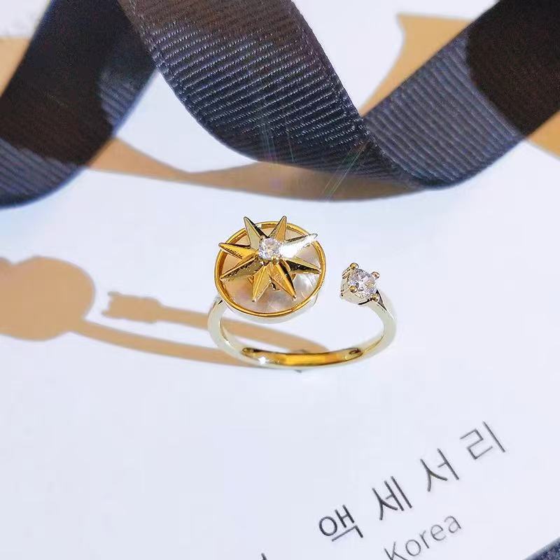 Rotatable Eight-Pointed Star Open Ring – Elegant INS Trendy Designer Ring for Women, Unique Minimalist Statement Jewelry