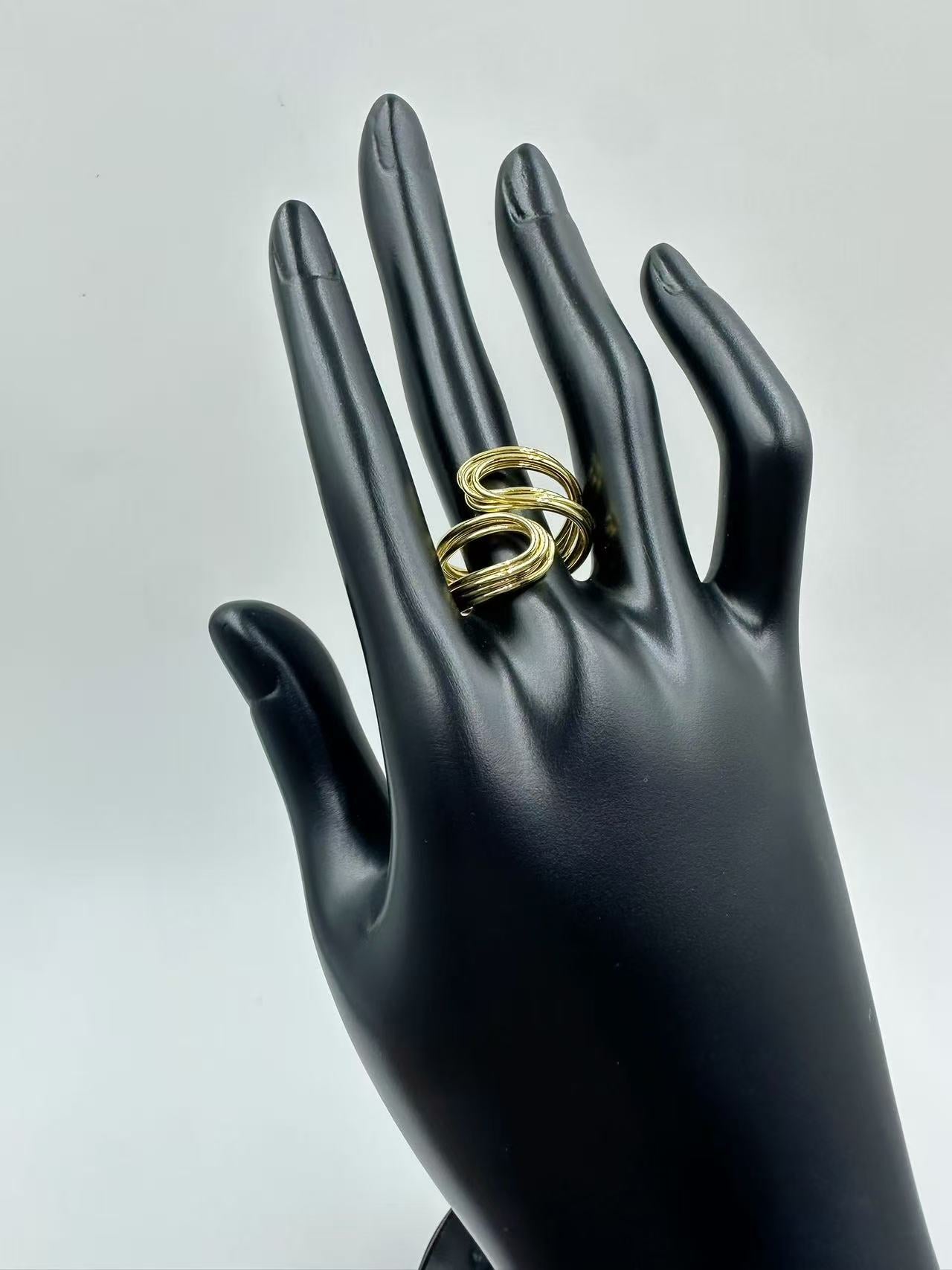 Elegant Multi-Layer Hollow Wrap Bangle & Handcrafted K-Gold Plated Adjustable Ring – Sophisticated 2025 Light Luxury Minimalist Jewelry Set