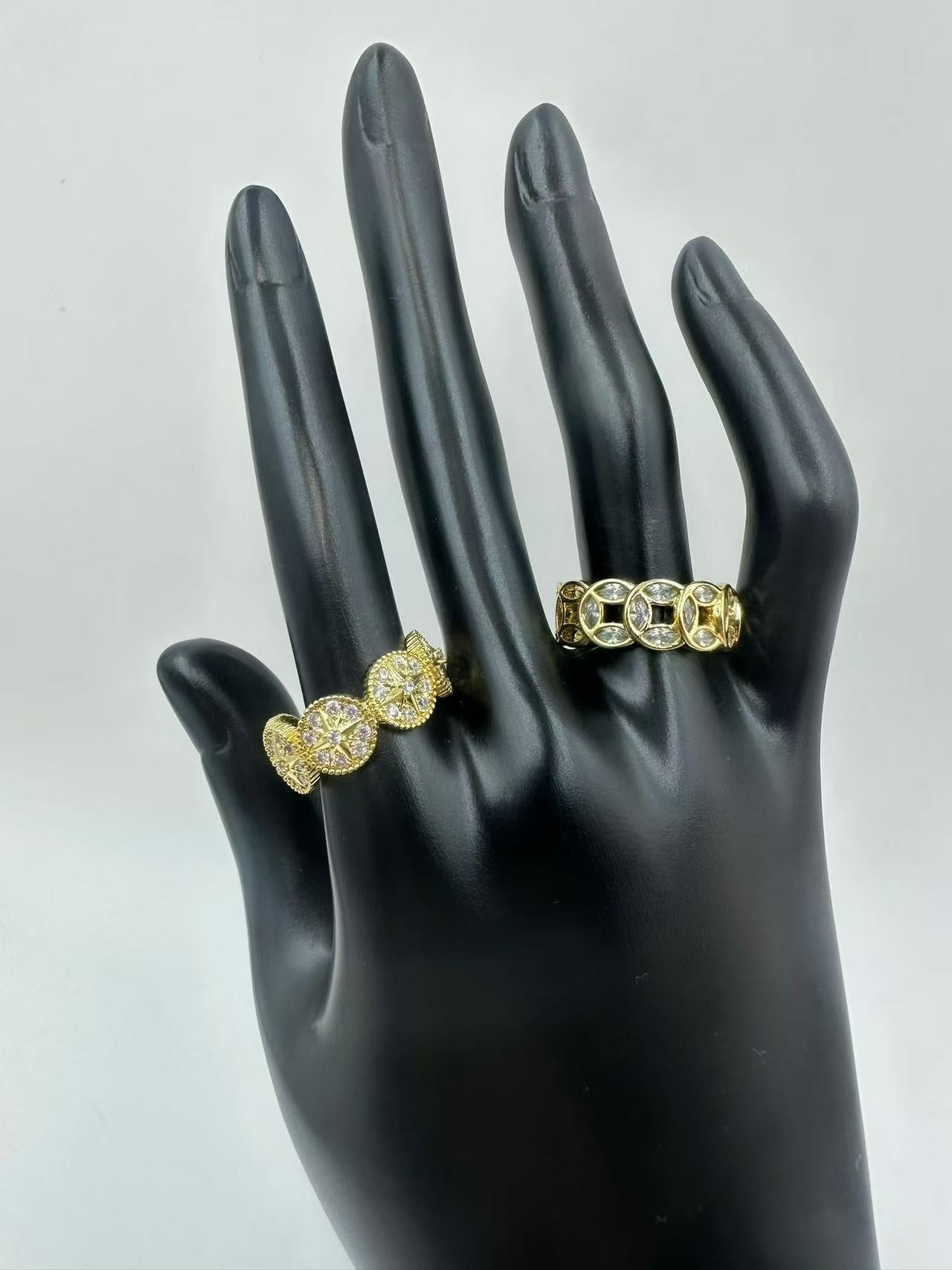 Elegant New Chinese Style Full Rhinestone “Money Ring” – Sophisticated Light Luxury Copper Gold-Plated Lucky Jewelry for Women