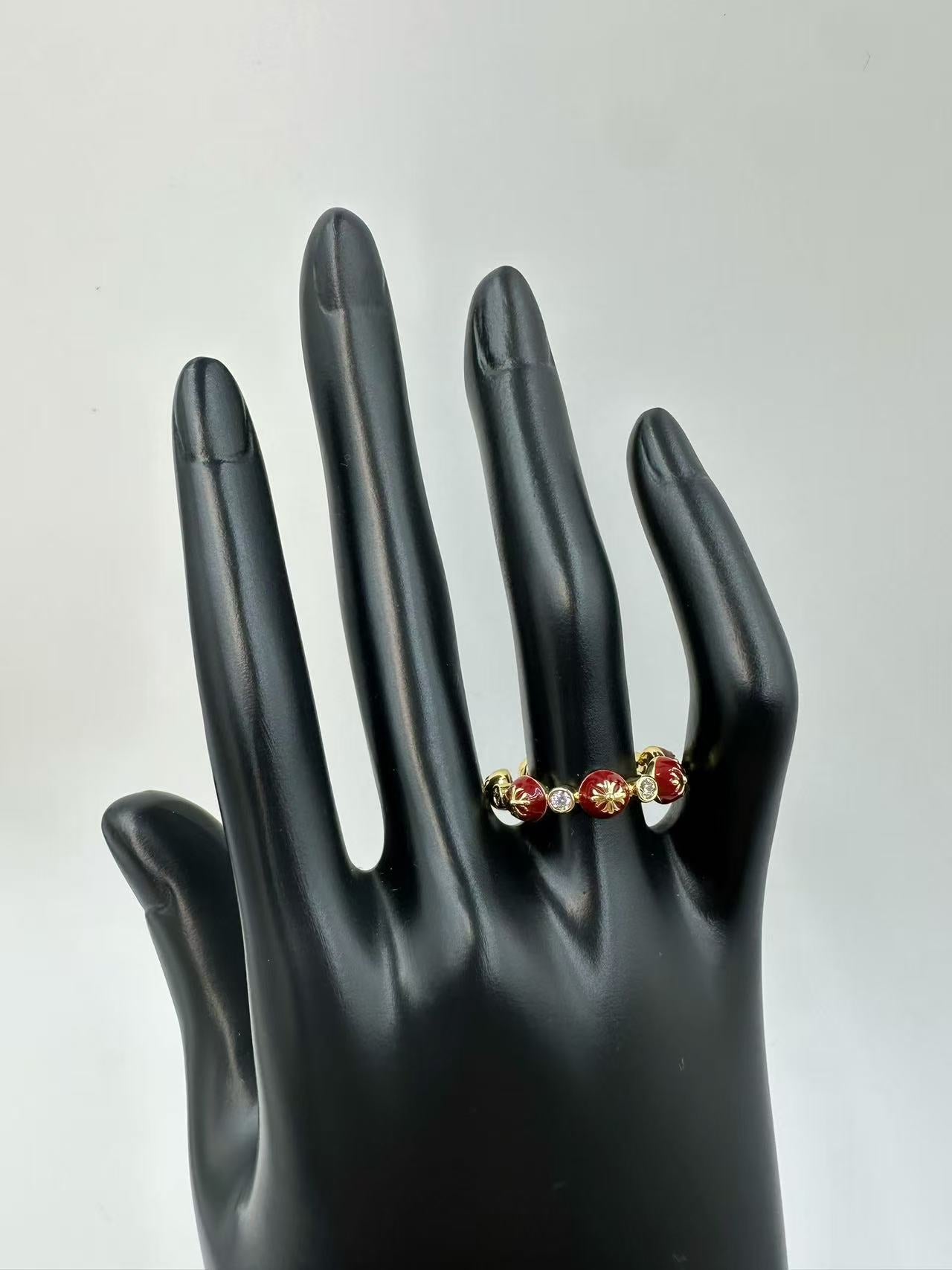 Wine Red Enamel Zircon Open Ring for Women – Vintage Chic, Light Luxury Adjustable Jewelry, 2025 New Collection